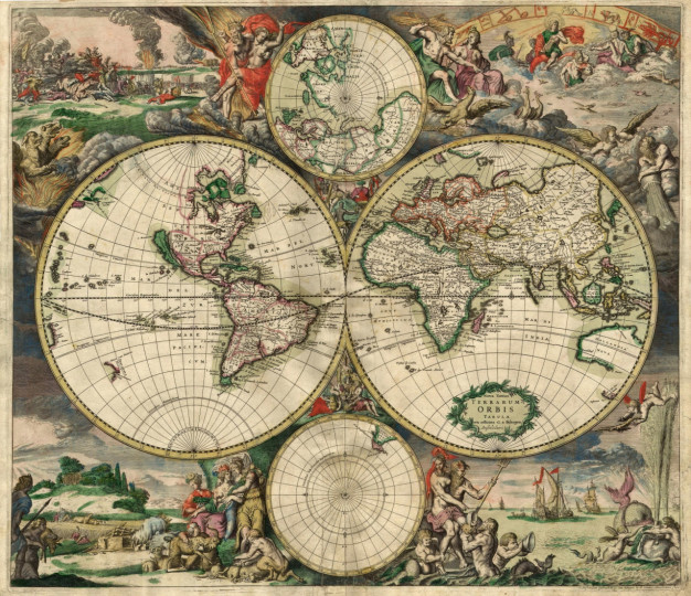 Mappa del Mondo con Eclitticaƒ
