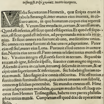 Tabula Smaragdina Hermetis Trismegisti